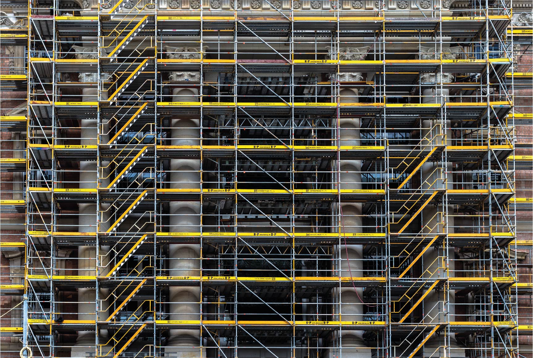 scaffolding on a large building