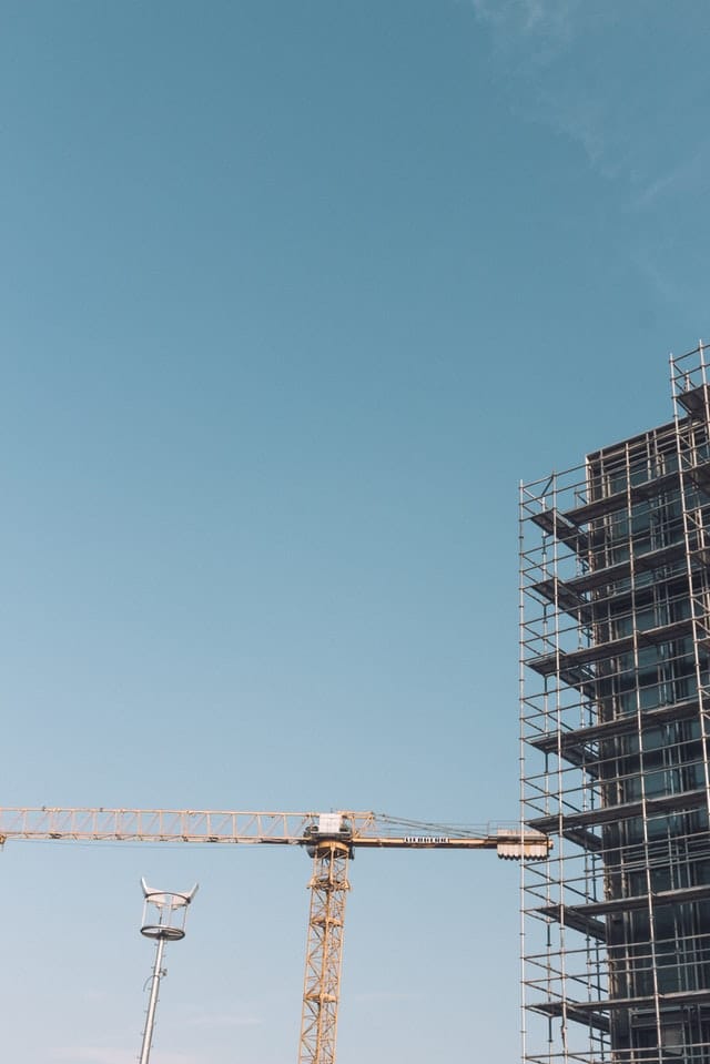 commercial scaffolding on tall building