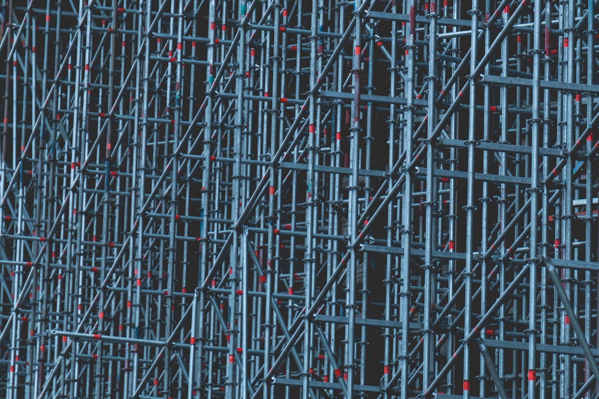 Scaffolding with red tags