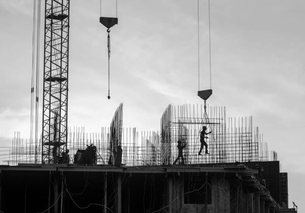 scaffolding silhouette wearing PPE